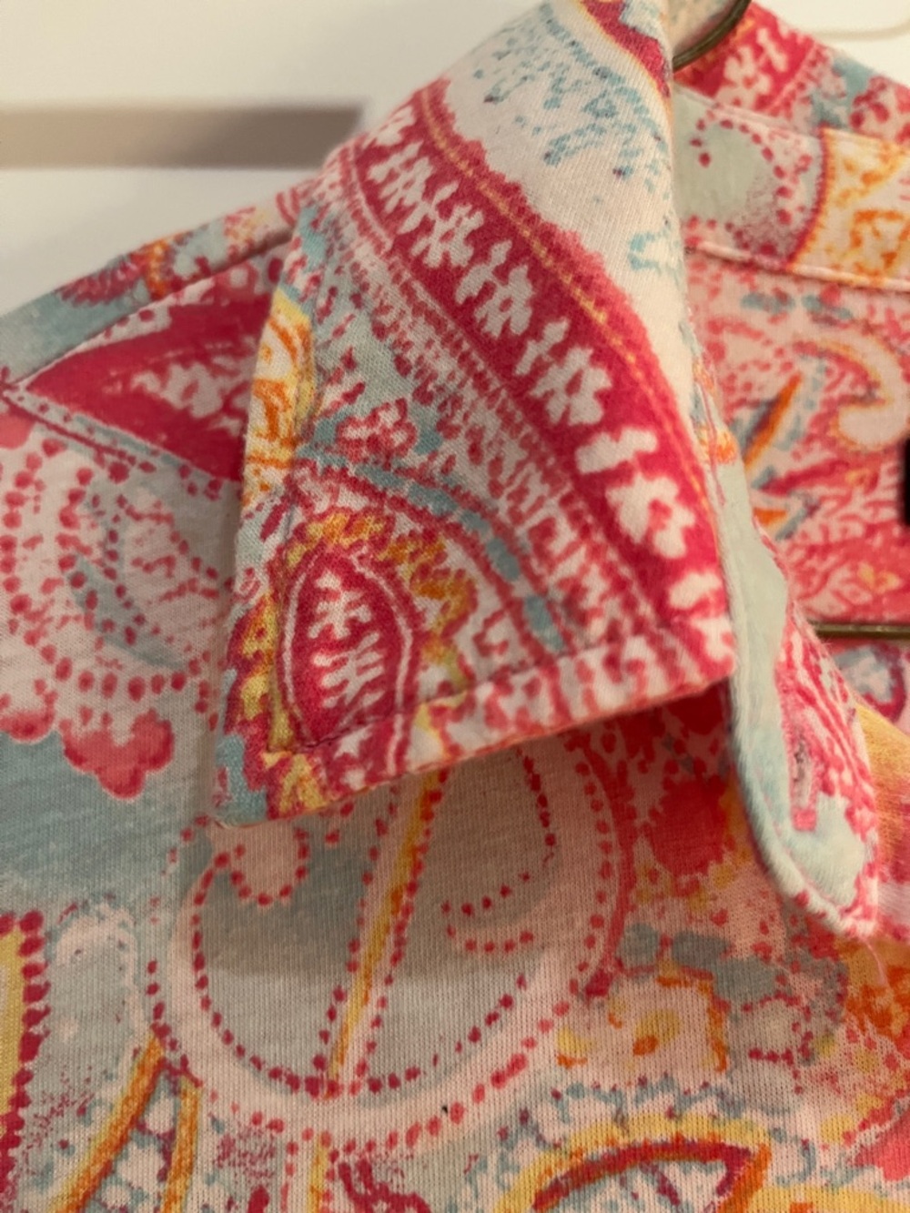 Vintage Lauren Ralph Lauren Coral Pink Paisley Button-Up Shirt - Picture 4 of 7